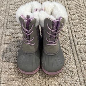 Cozy Gray and purple Fur Boots